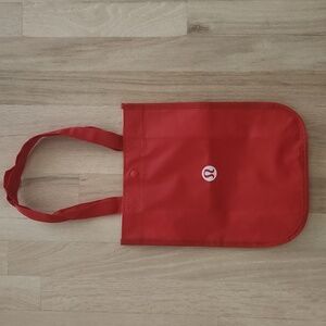 Lululemon Athletica Red Small Tote Bag With Fabric Straps And Snap Closure
